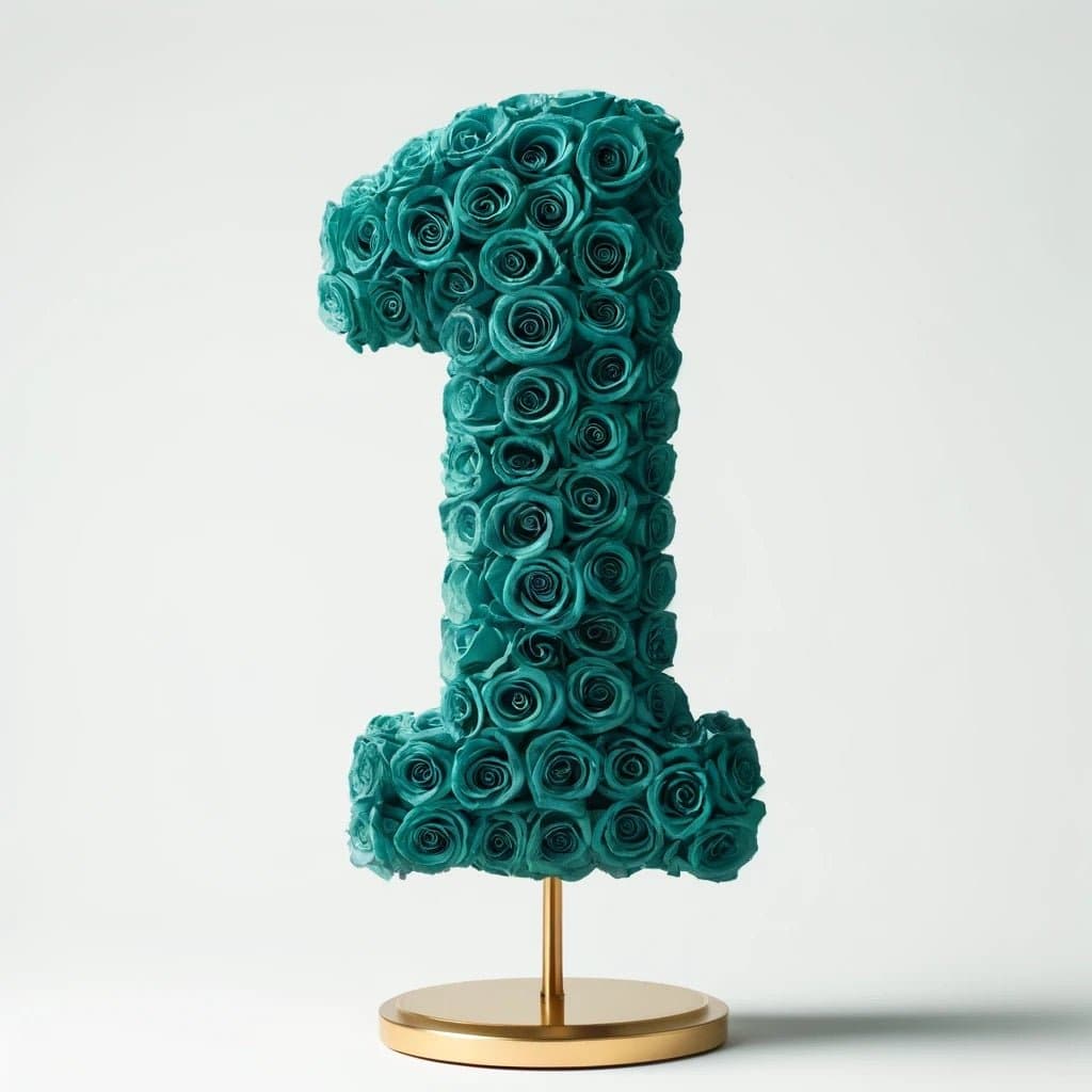 Teal Rose Eternal Number 1 Lamp - Imaginary Worlds