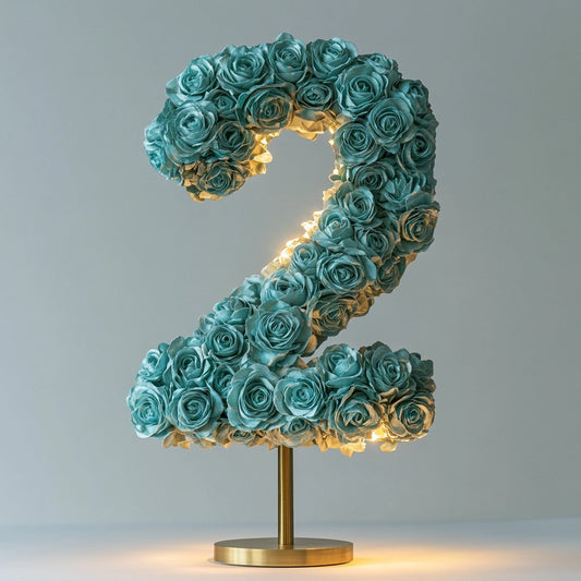 Teal Rose Eternal Number 2 Lamp - Imaginary Worlds