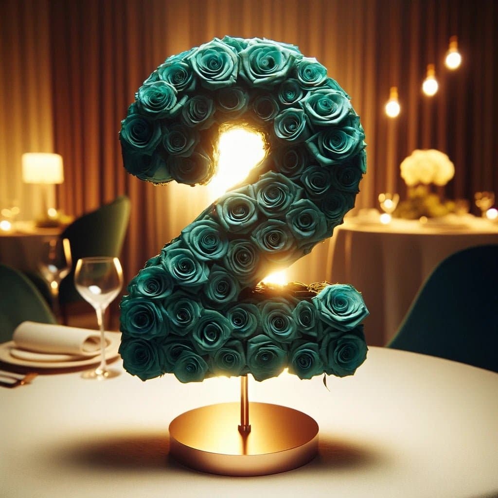 Teal Rose Eternal Number 2 Lamp - Imaginary Worlds