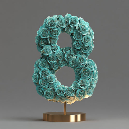 Teal Rose Eternal Number 8 Lamp - Imaginary Worlds