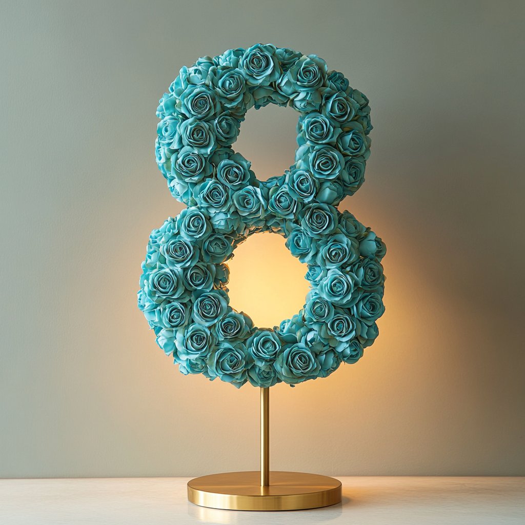 Teal Rose Eternal Number 8 Lamp - Imaginary Worlds