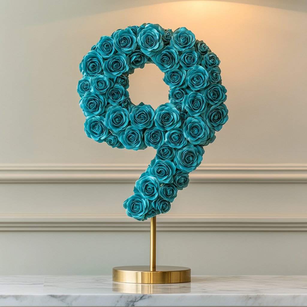 Teal Rose Eternal Number 9 Lamp - Imaginary Worlds