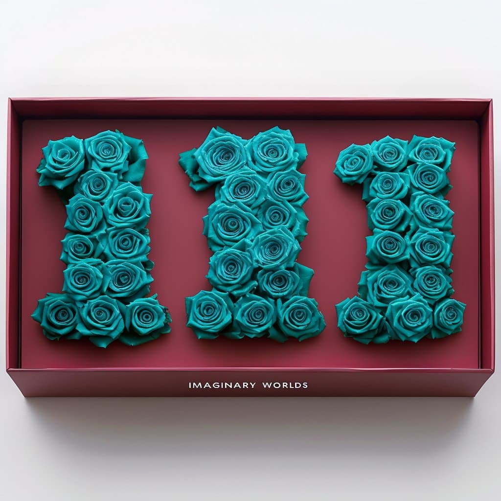 Teal Roses 111 Rose Box - Imaginary Worlds