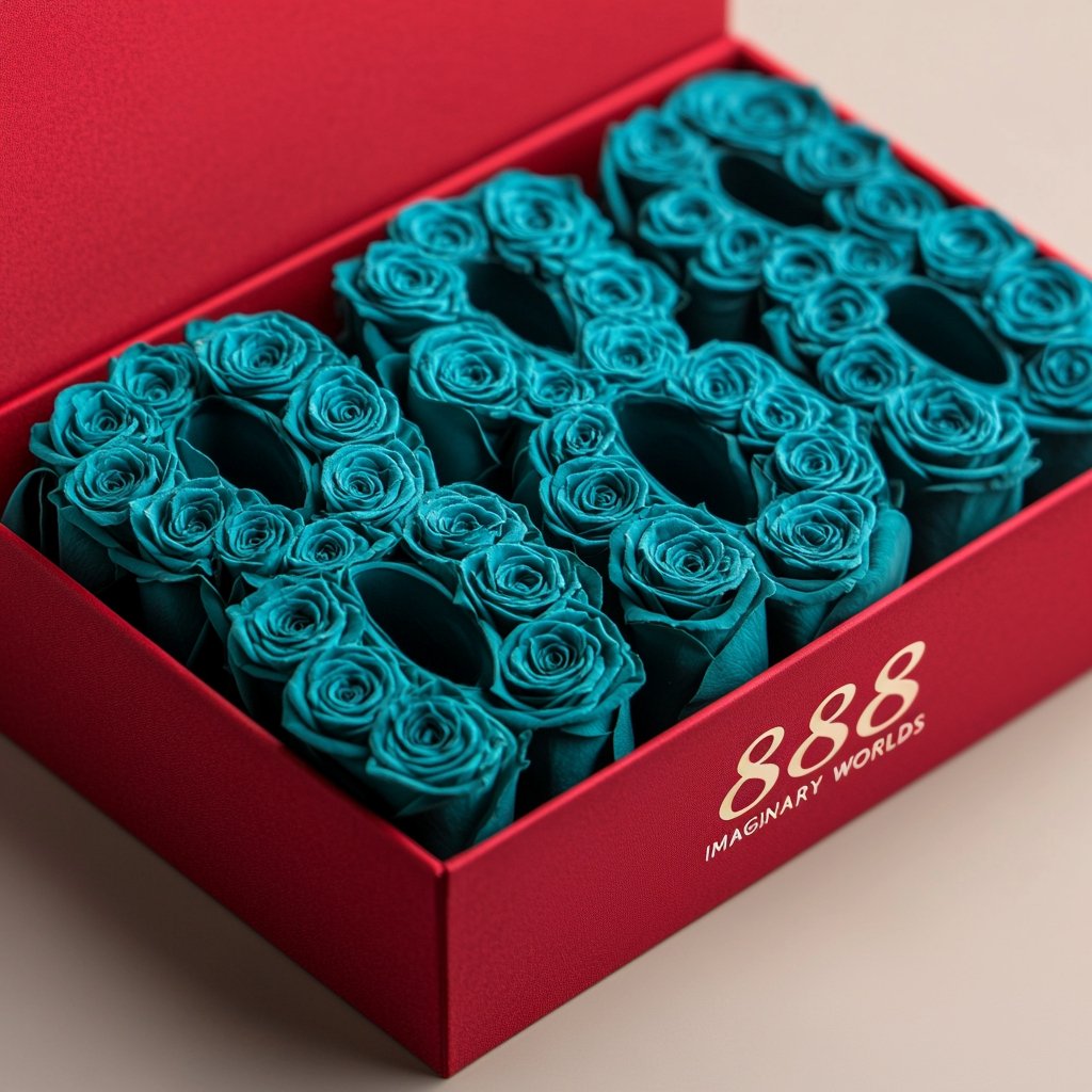 Teal Roses 888 Rose Box - Imaginary Worlds