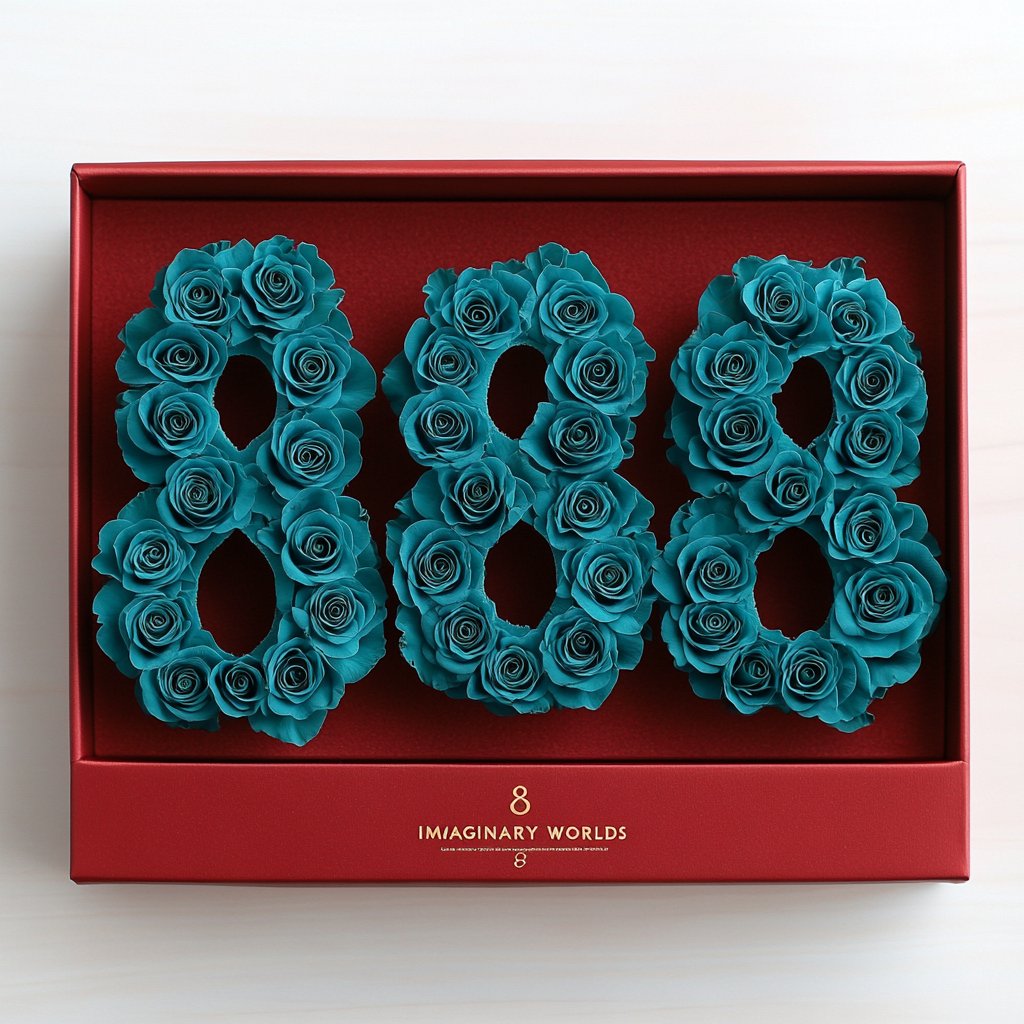 Teal Roses 888 Rose Box - Imaginary Worlds