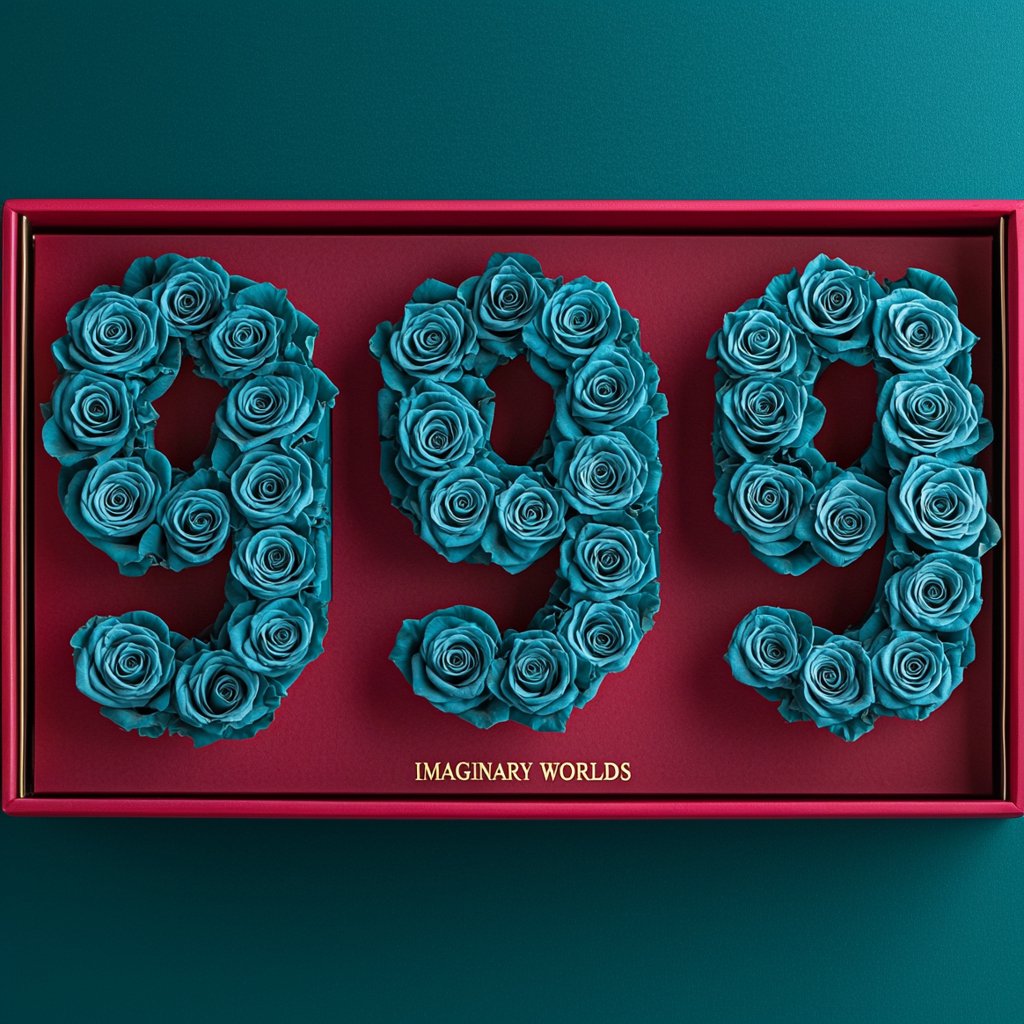 Teal Roses 999 Rose Box - Imaginary Worlds