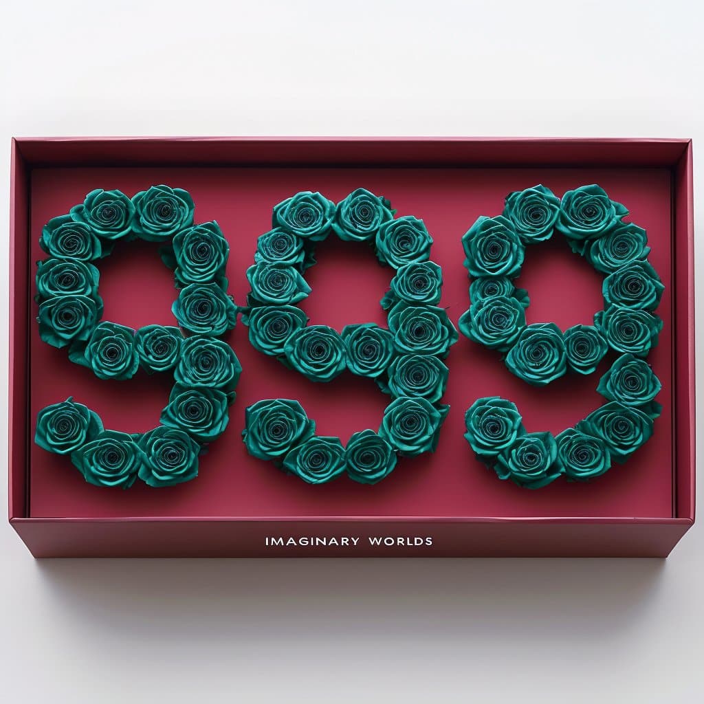 Teal Roses 999 Rose Box - Imaginary Worlds