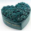 Teal Roses in Tiffany Blue Heart - Shaped Velvet Box - Imaginary Worlds