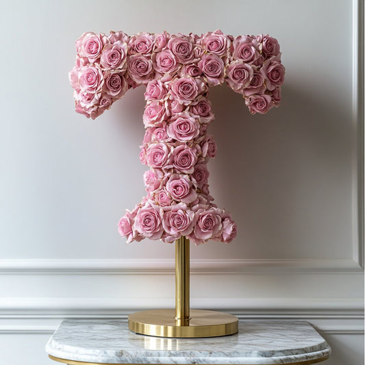 Tethys Pink Rose Letter T Lamp - Imaginary Worlds