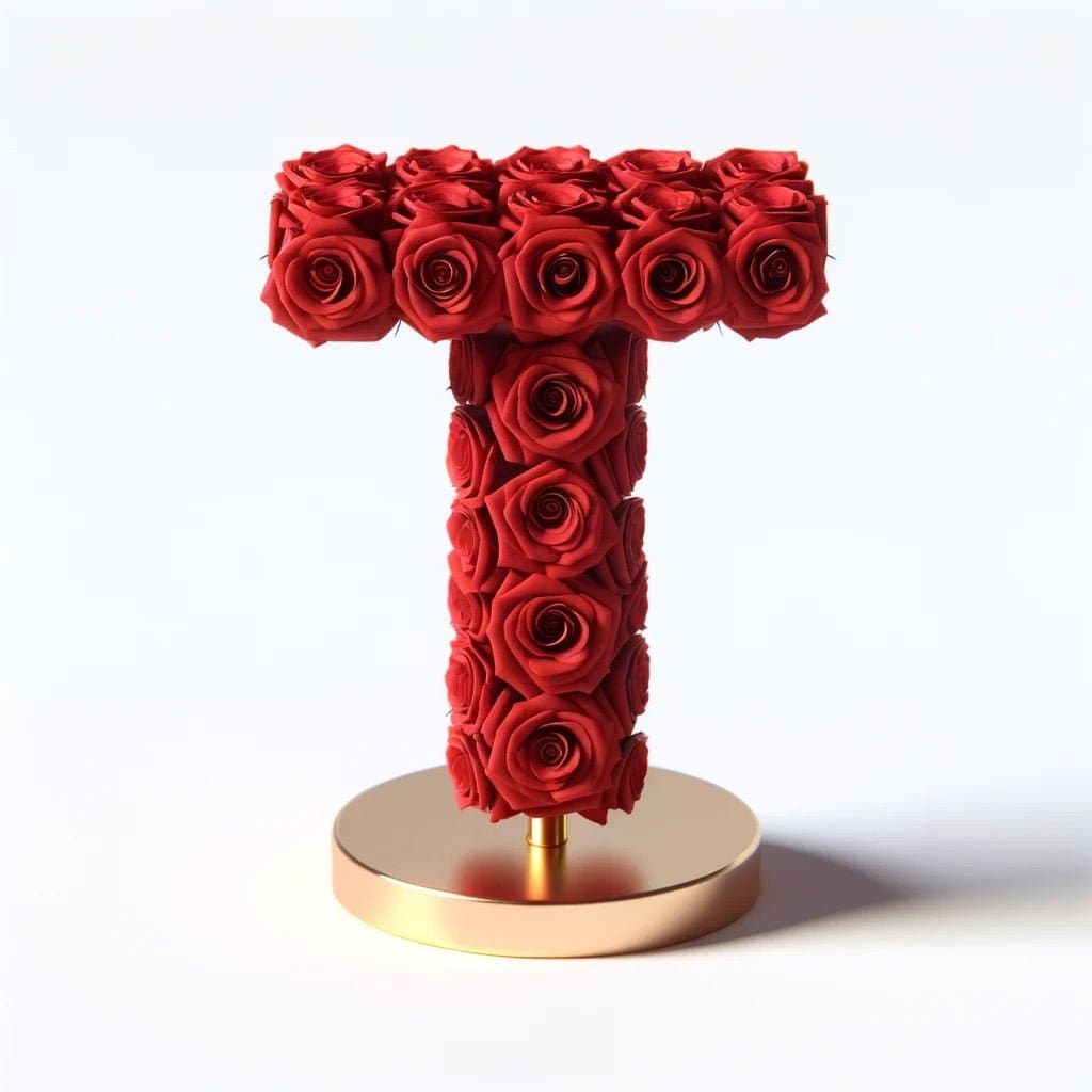 Thanatos Red Rose Letter T Lamp - Imaginary Worlds