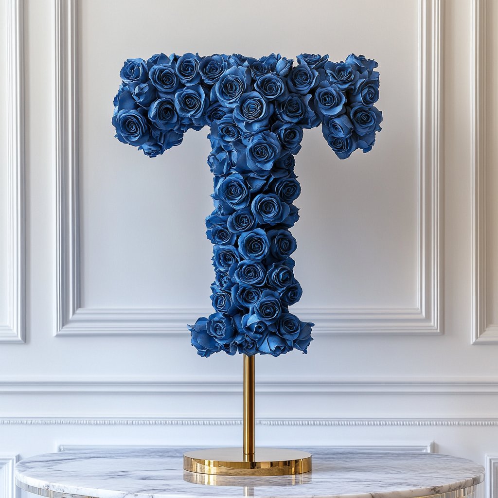 Themis Blue Rose Letter T Lamp - Imaginary Worlds