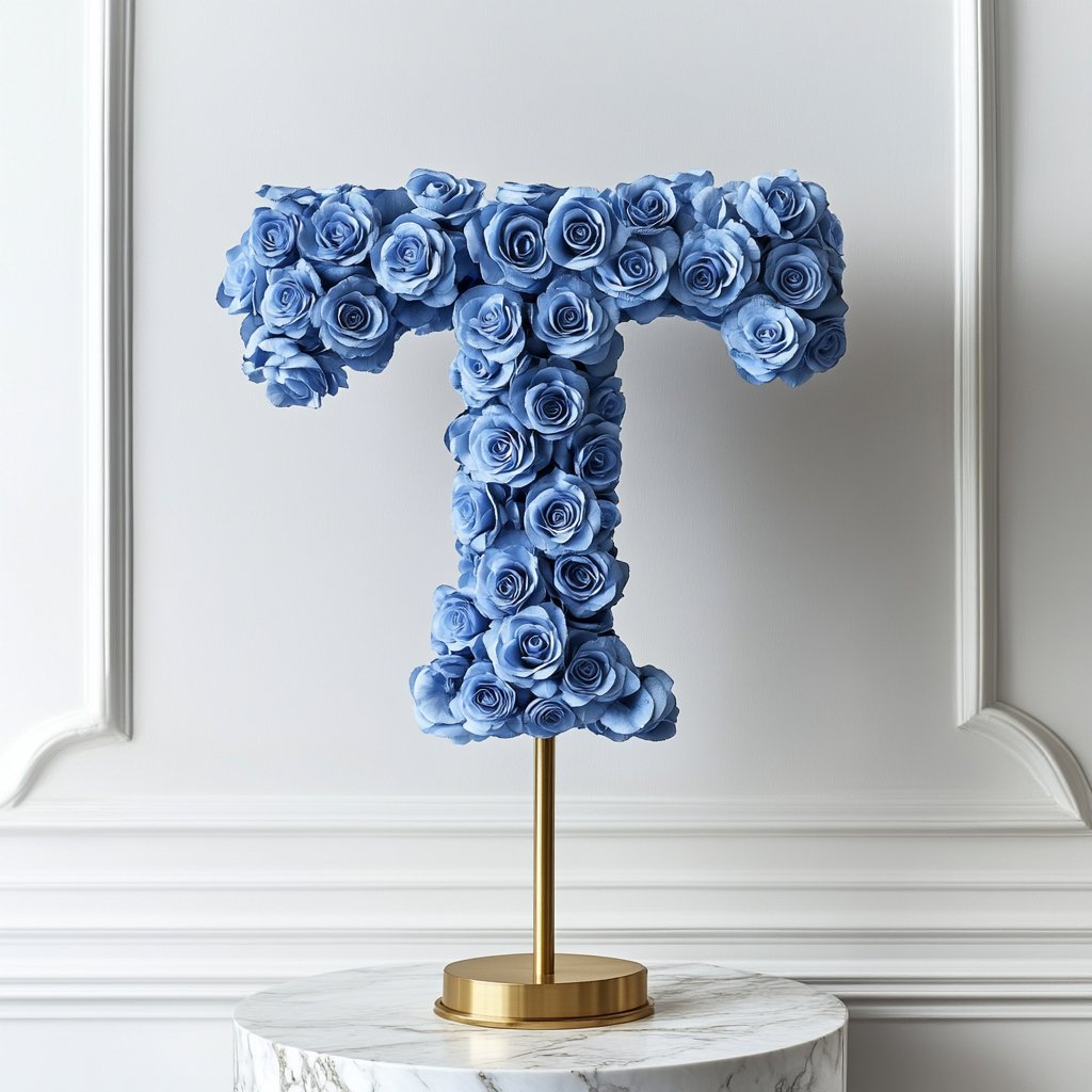 Themis Blue Rose Letter T Lamp - Imaginary Worlds