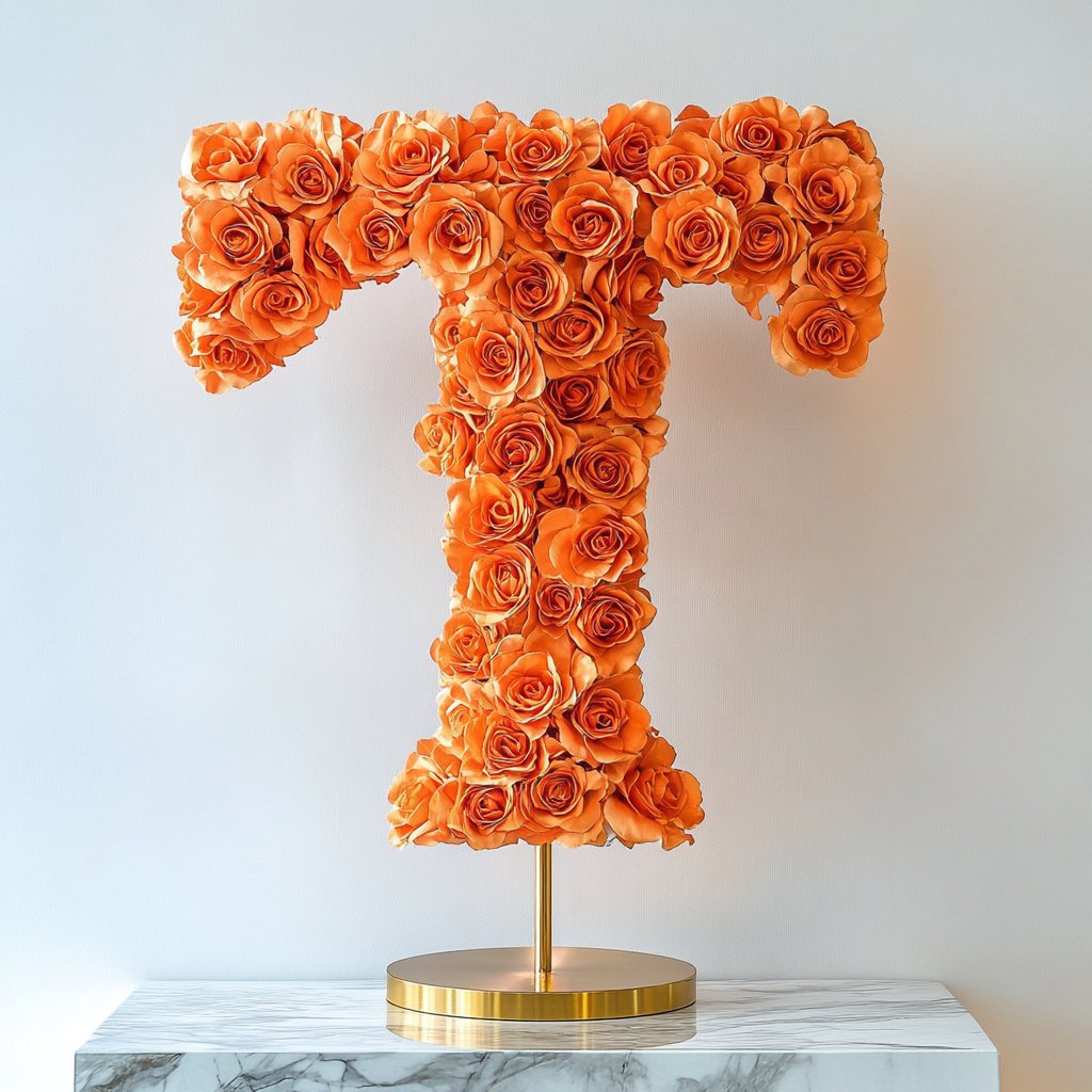 Themis Orange Rose Letter T Lamp - Imaginary Worlds