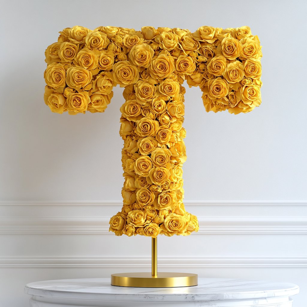 Themis Yellow Rose Letter T Lamp - Imaginary Worlds