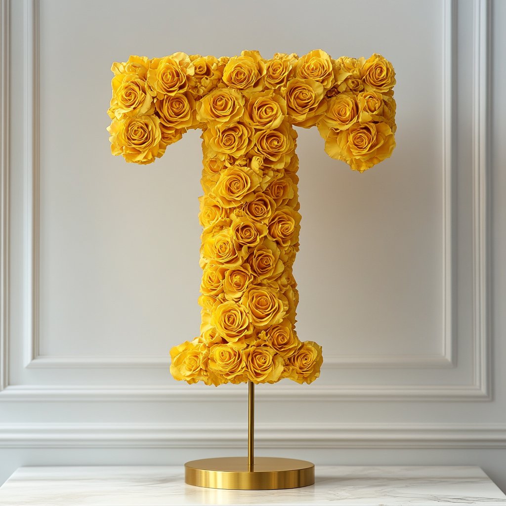 Themis Yellow Rose Letter T Lamp - Imaginary Worlds