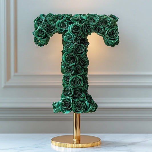 Thetis Green Rose Letter T Lamp - Imaginary Worlds