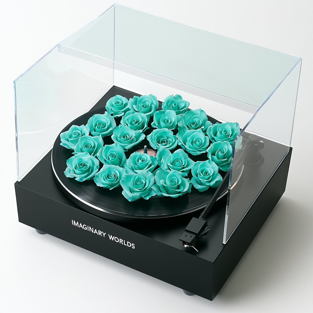 Tiffany Blue Rose Vinyl Speaker - Imaginary Worlds