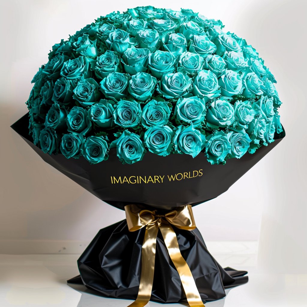 Turquoise Roses Flower Bouquet - Imaginary Worlds