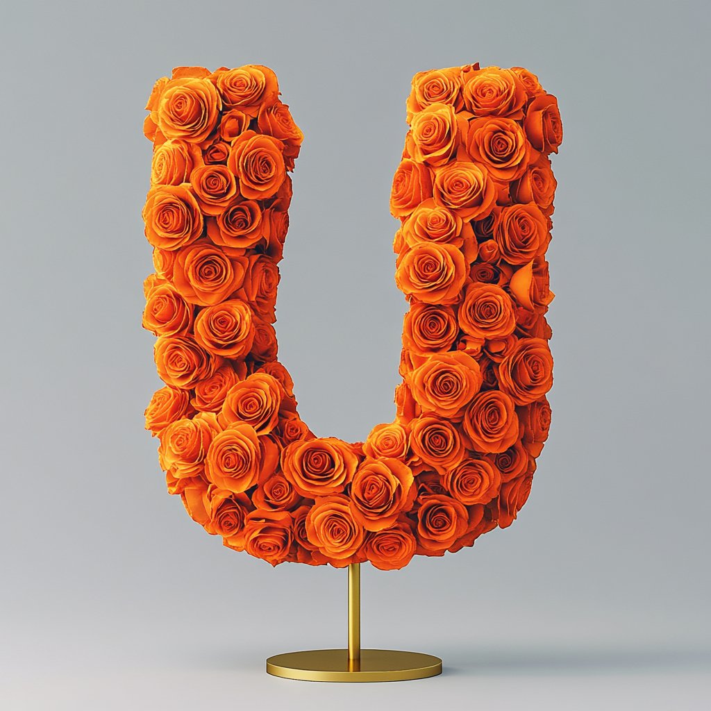 Urania Orange Rose Letter U Lamp - Imaginary Worlds