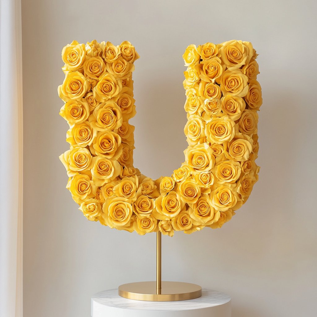 Urania Yellow Rose Letter U Lamp - Imaginary Worlds