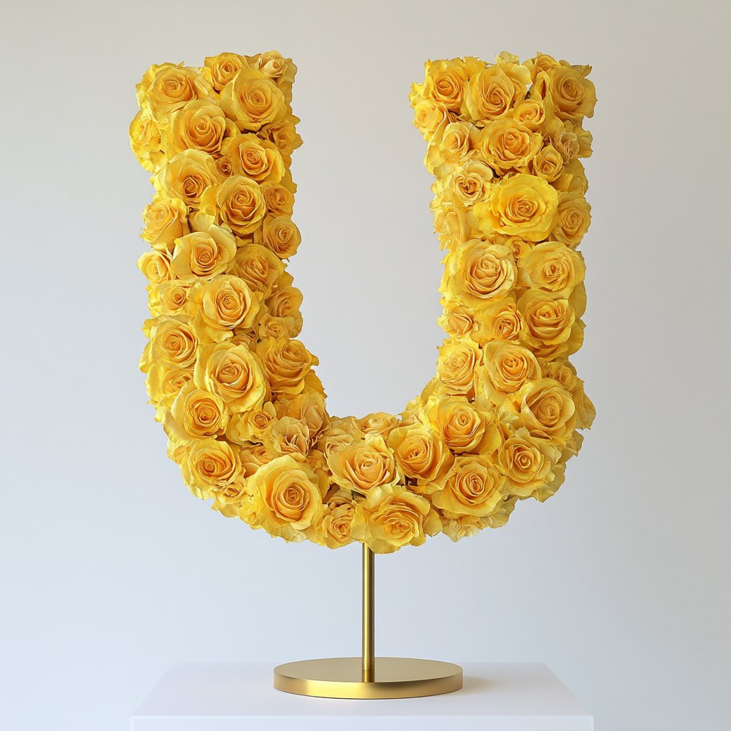 Urania Yellow Rose Letter U Lamp - Imaginary Worlds