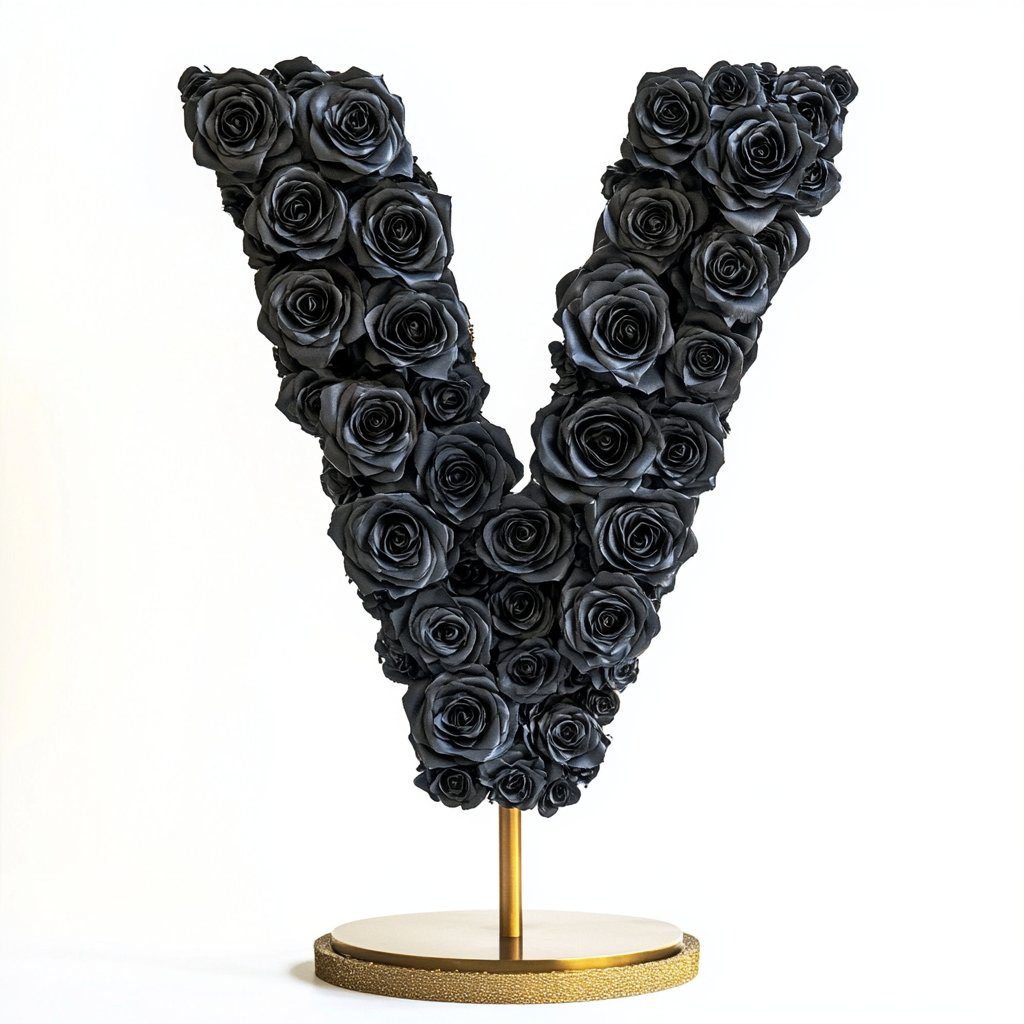 Venus Black Rose Letter V Lamp - Imaginary Worlds