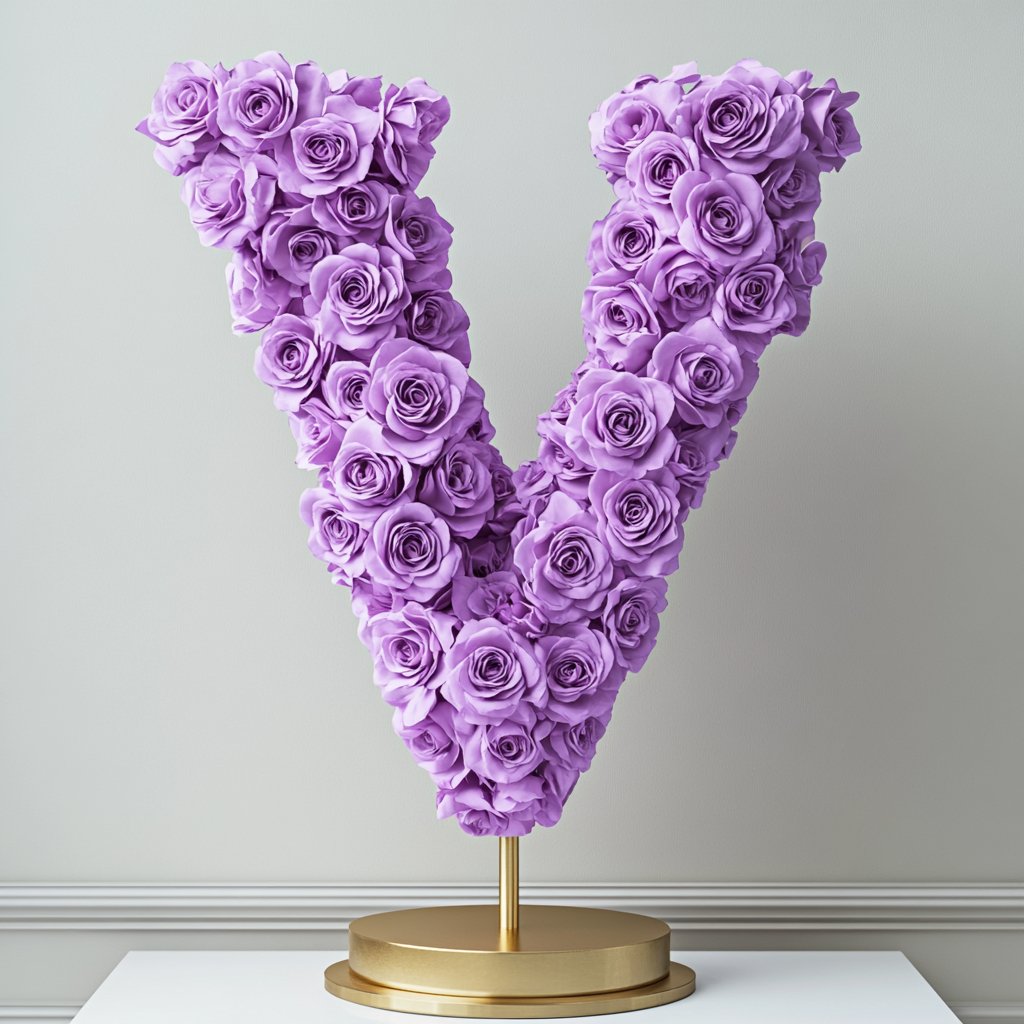 Venus Purple Rose Letter V Lamp - Imaginary Worlds