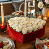 White Forever Roses in Heart-Shaped Velvet Box - Imaginary Worlds