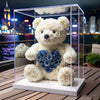 White Rose Bear with Blue Roses Heart - Imaginary Worlds