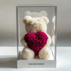 White Rose Bear with Magenta Roses Heart - Imaginary Worlds