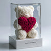 White Rose Bear with Magenta Roses Heart - Imaginary Worlds