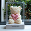 White Rose Bear with Pink Roses Heart - Imaginary Worlds