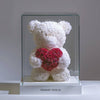 White Rose Bear with Red Roses Heart - Imaginary Worlds