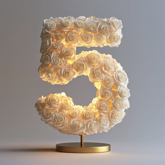 White Rose Eternal Number 5 Lamp - Imaginary Worlds