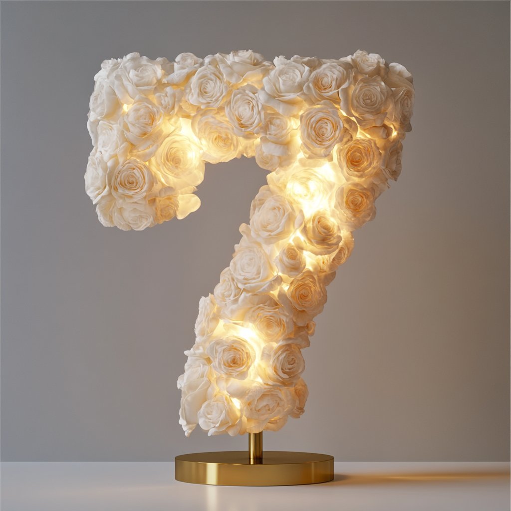 White Rose Eternal Number 7 Lamp - Imaginary Worlds