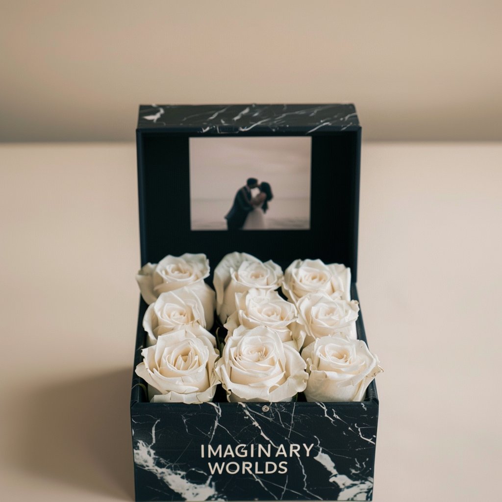 White Roses Forever Multimedia Keepsake Box - Imaginary Worlds