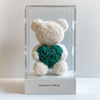 White Rose Bear with Teal Roses Heart