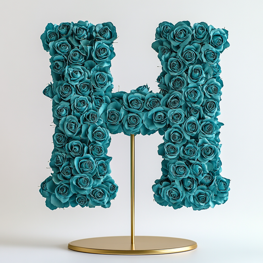 Harmonia Teal Rose Letter H Lamp