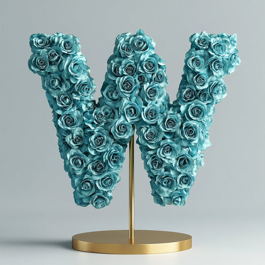 Windsor Teal Rose Letter W Lamp - Imaginary Worlds