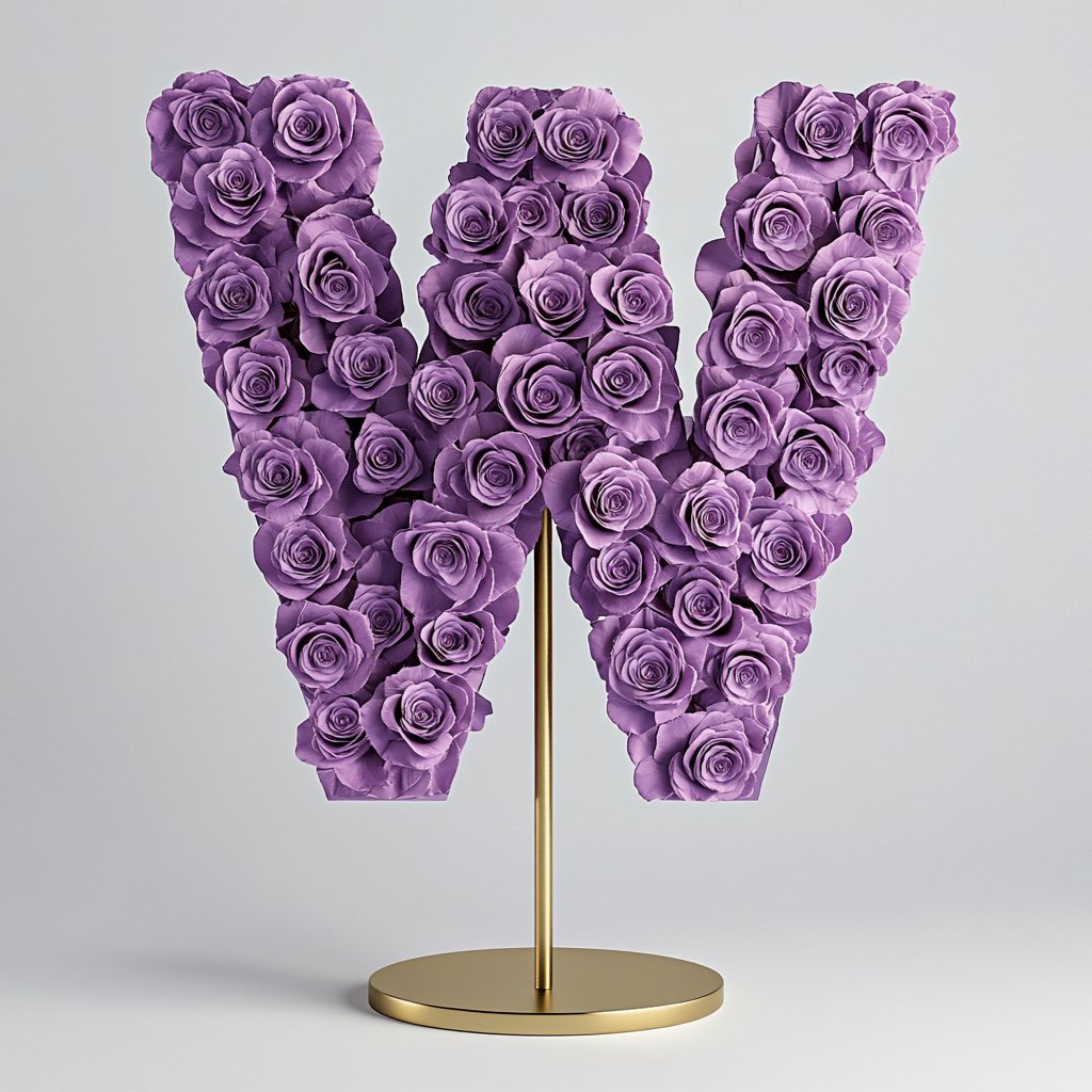 Wisteria Purple Rose Letter W Lamp - Imaginary Worlds