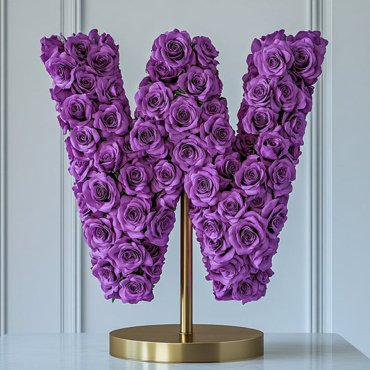 Wisteria Purple Rose Letter W Lamp - Imaginary Worlds