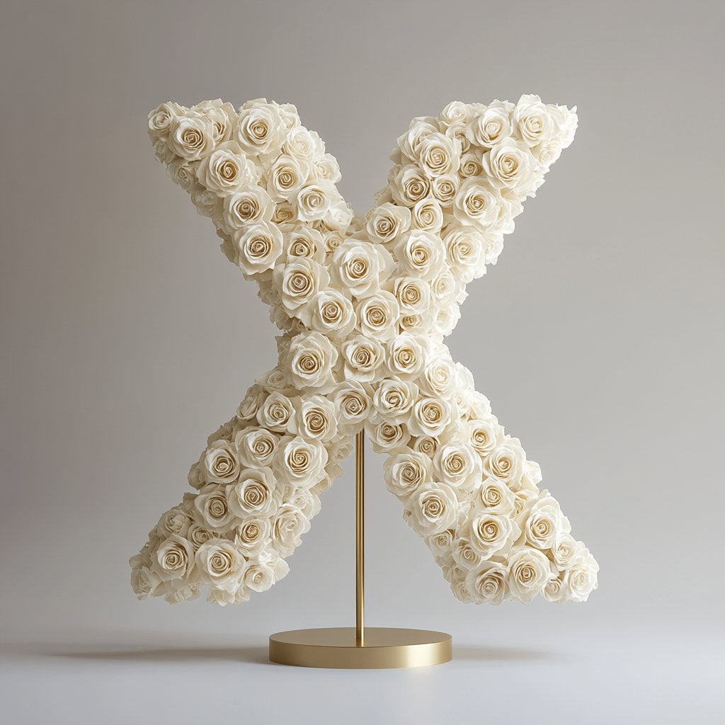 Xanthos White Rose Letter X Lamp - Imaginary Worlds