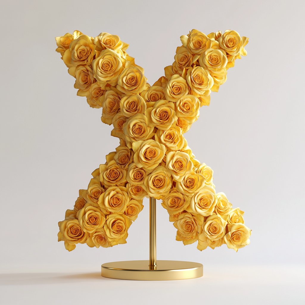 Xenophon Yellow Rose Letter X Lamp - Imaginary Worlds