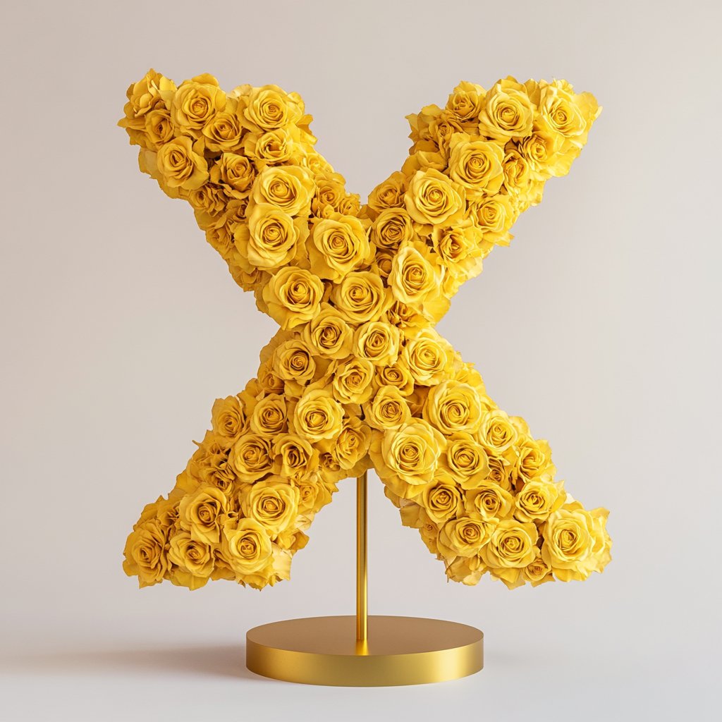 Xenophon Yellow Rose Letter X Lamp - Imaginary Worlds