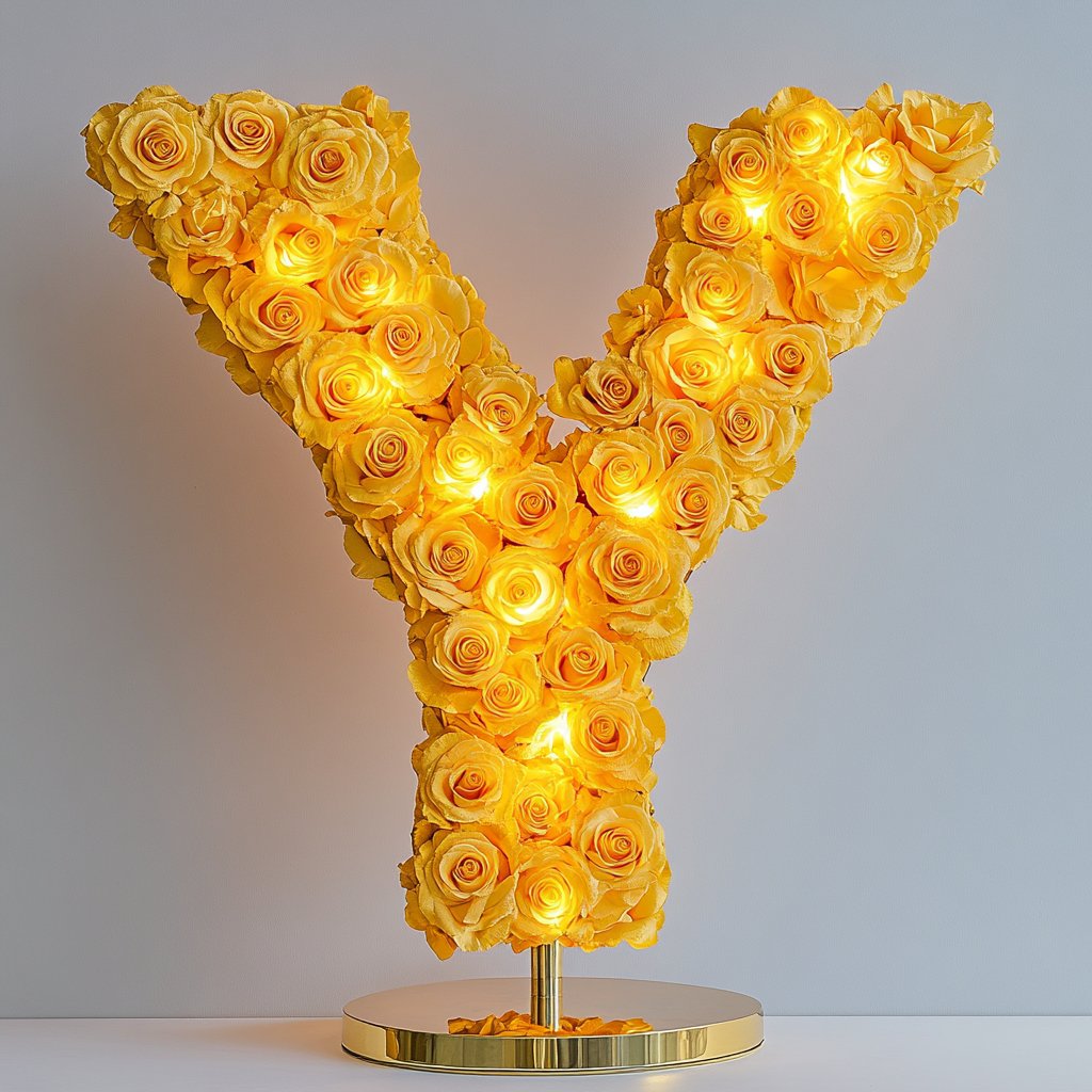 Yale Yellow Rose Letter Y Lamp - Imaginary Worlds