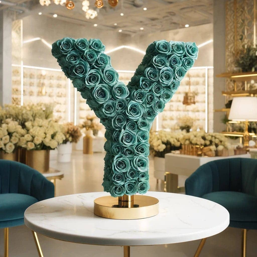 Yara Teal Rose Letter Y Lamp - Imaginary Worlds