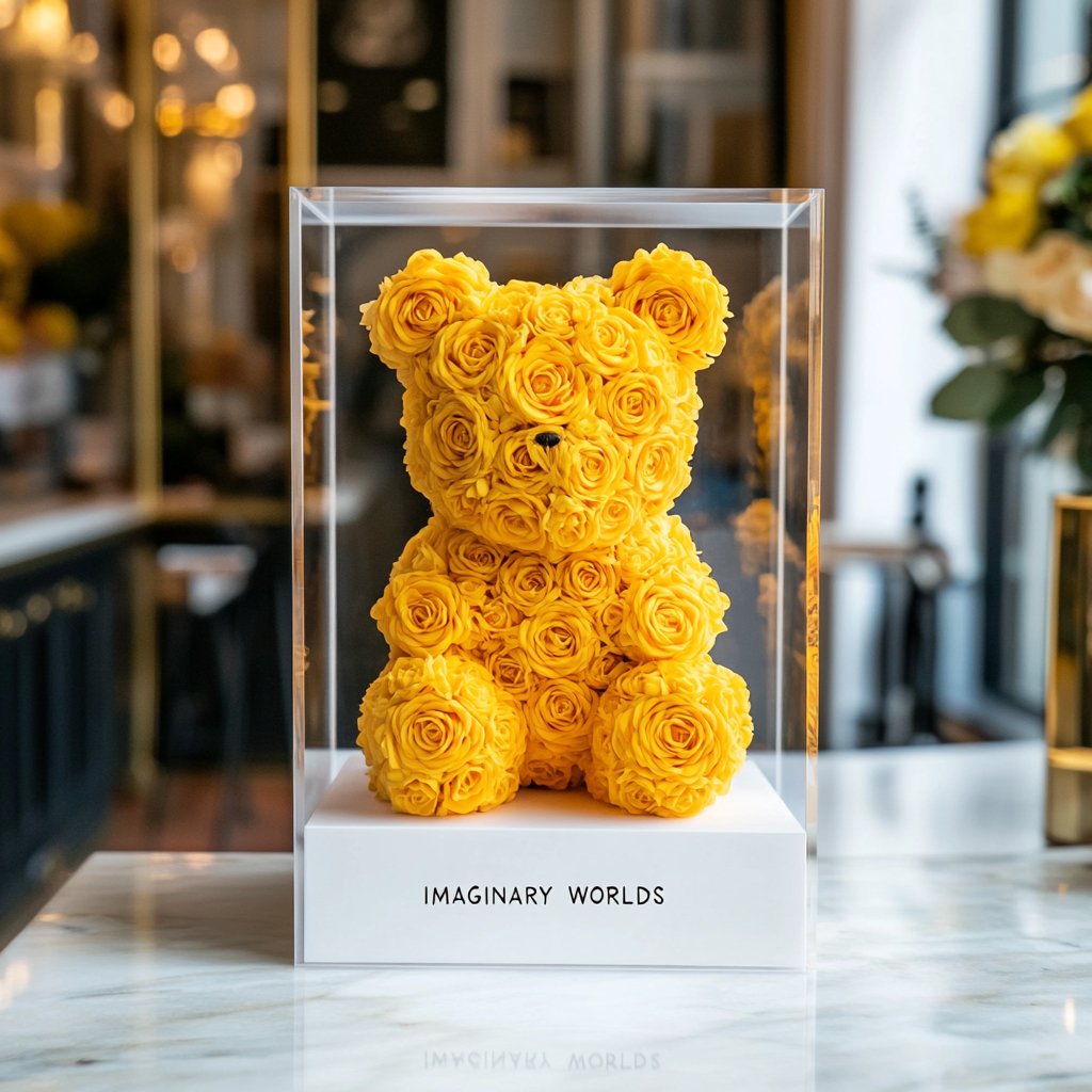 Yellow Preserved Rose Bear - Imaginary Worlds