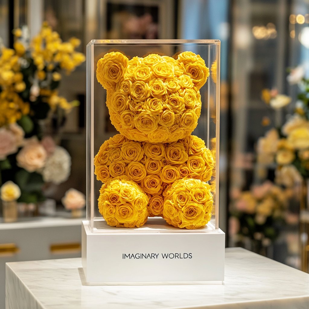 Yellow Preserved Rose Bear - Imaginary Worlds