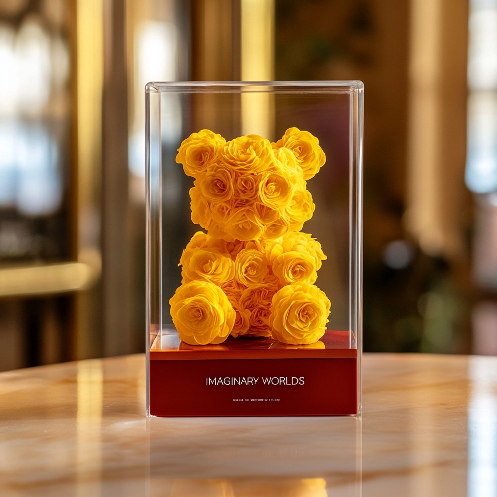 Yellow Preserved Rose Bear - Imaginary Worlds