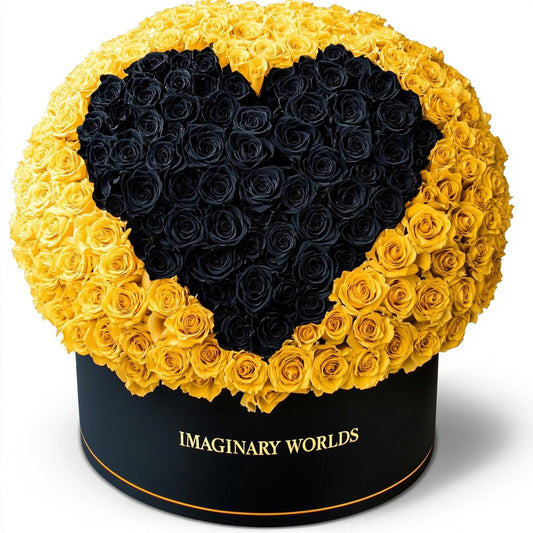 Yellow Ramo Buchon with Black Rose Heart - Imaginary Worlds